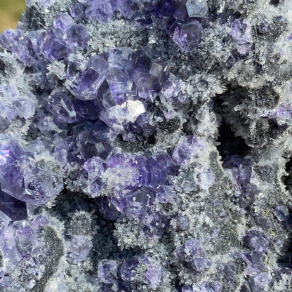 Purple "Tanzanite Color" Polyhedral Fluorite with Quartz