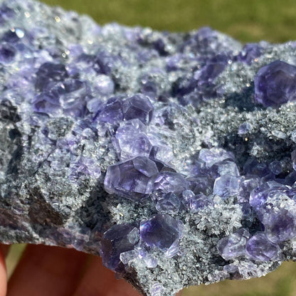 Purple "Tanzanite Color" Polyhedral Fluorite with Quartz