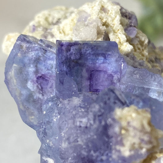 Blue Purple Color Zoning Cubic Fluorite Cluster