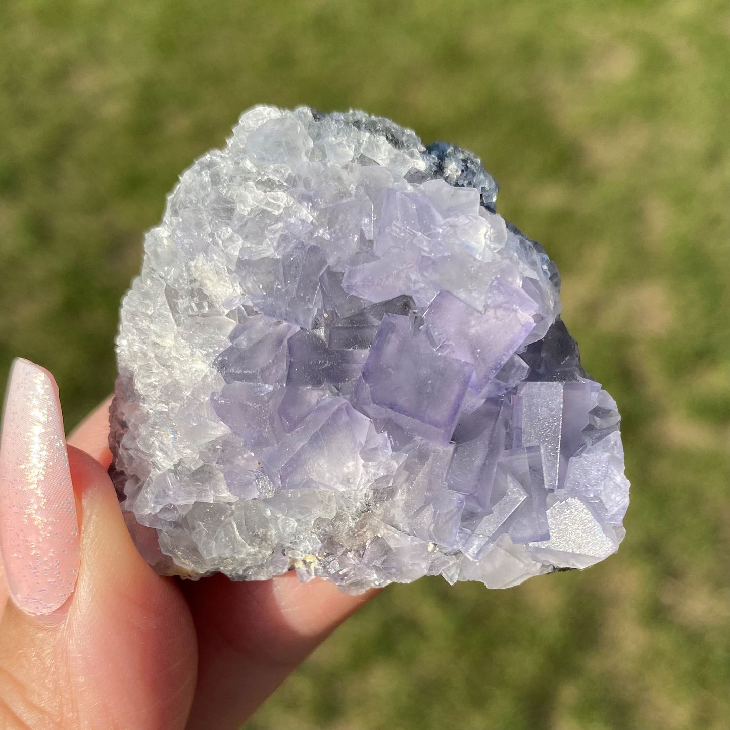 Blue Purple Cubic Fluorite Mineral Specimen