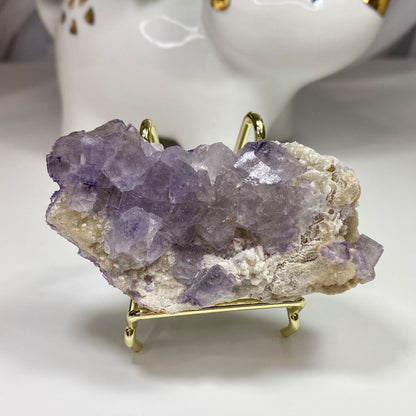 Light Purple Cubic Fluorite and Quartz Cluster