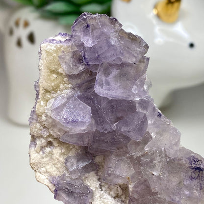 Light Purple Cubic Fluorite and Quartz Cluster