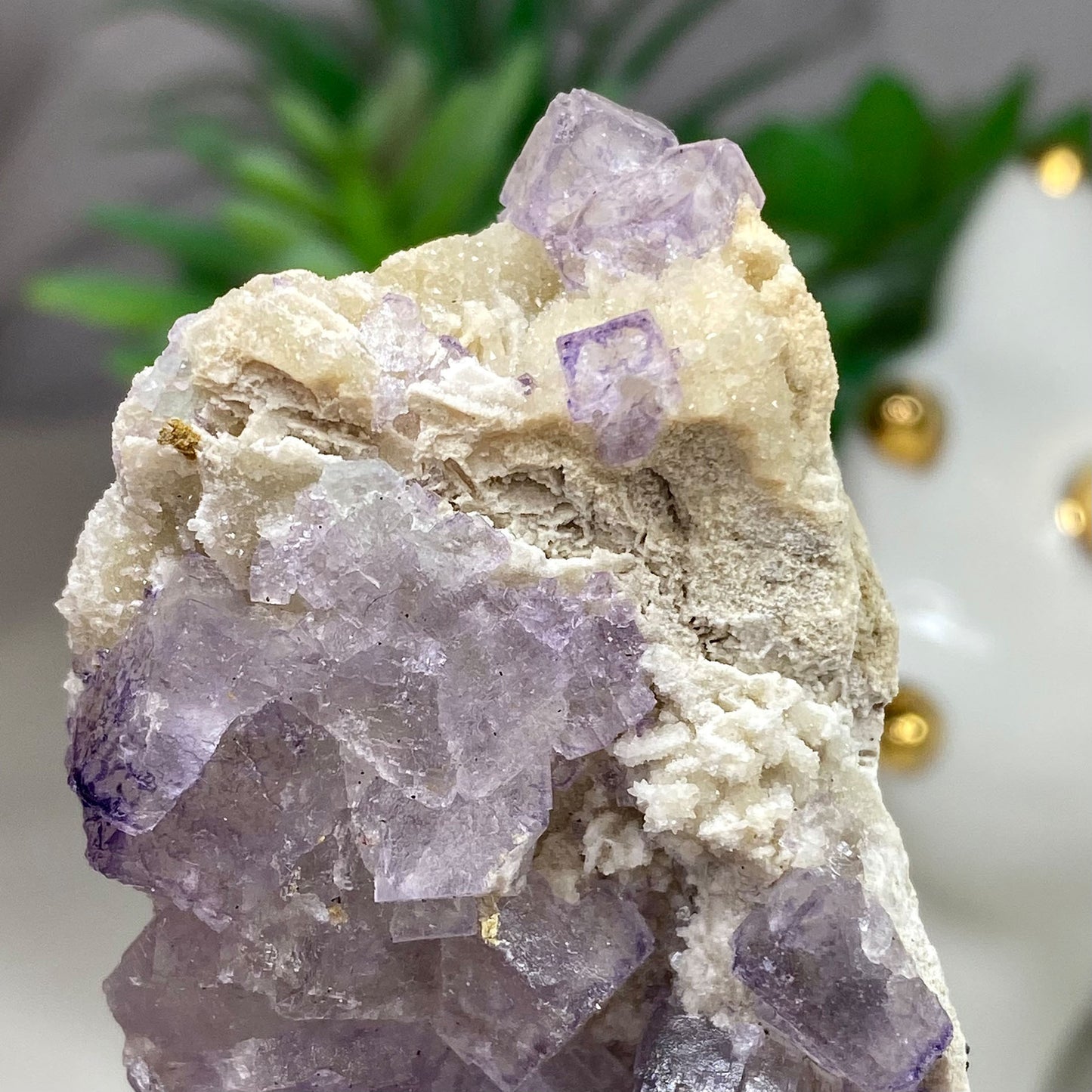 Light Purple Cubic Fluorite and Quartz Cluster