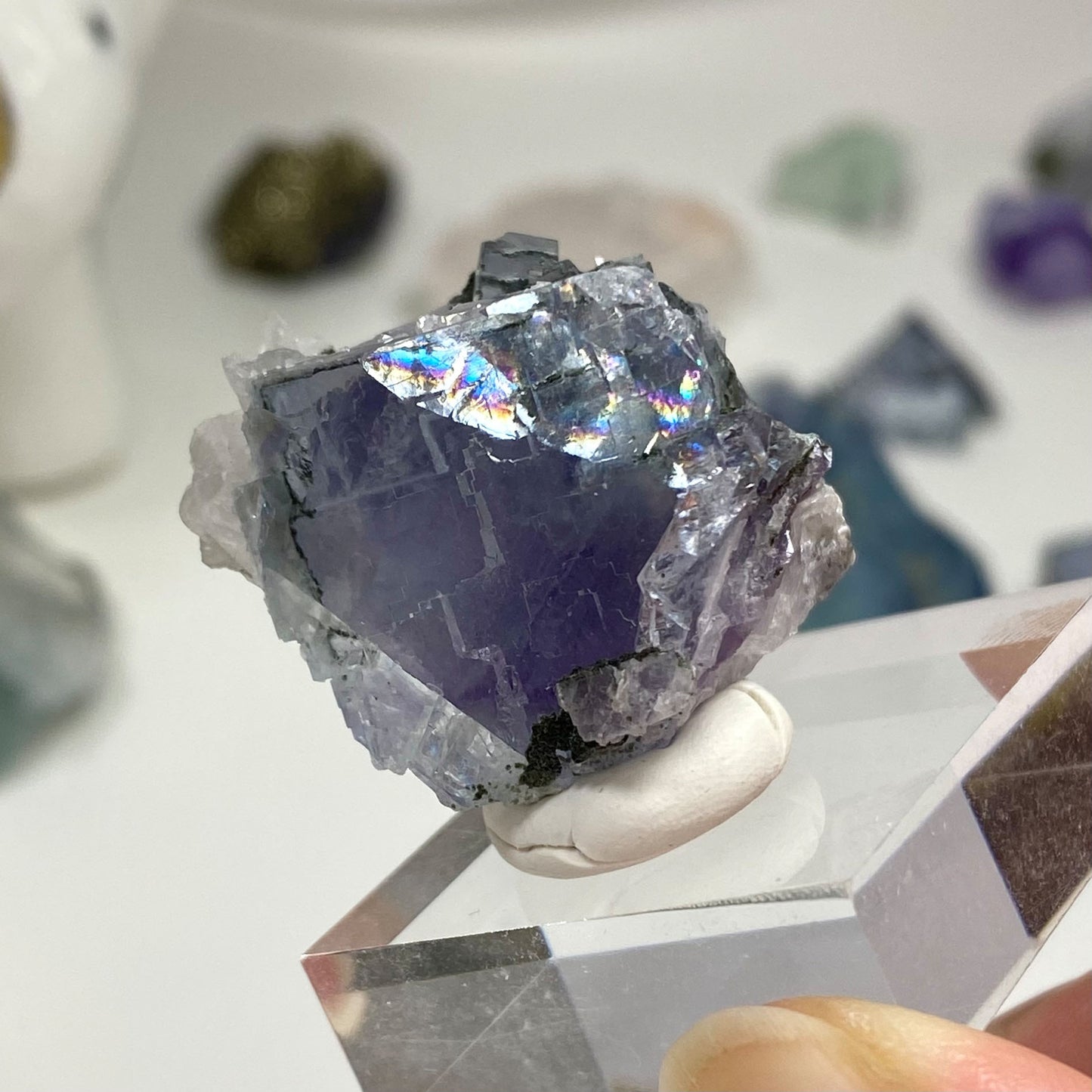 Purple Cubic Fluorite with Chlorite & Calcite Yaogangxian Mine