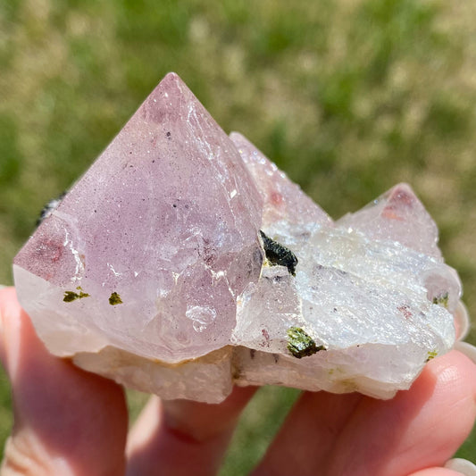 Sparkly Amethyst Cluster with Hematite and Epidote