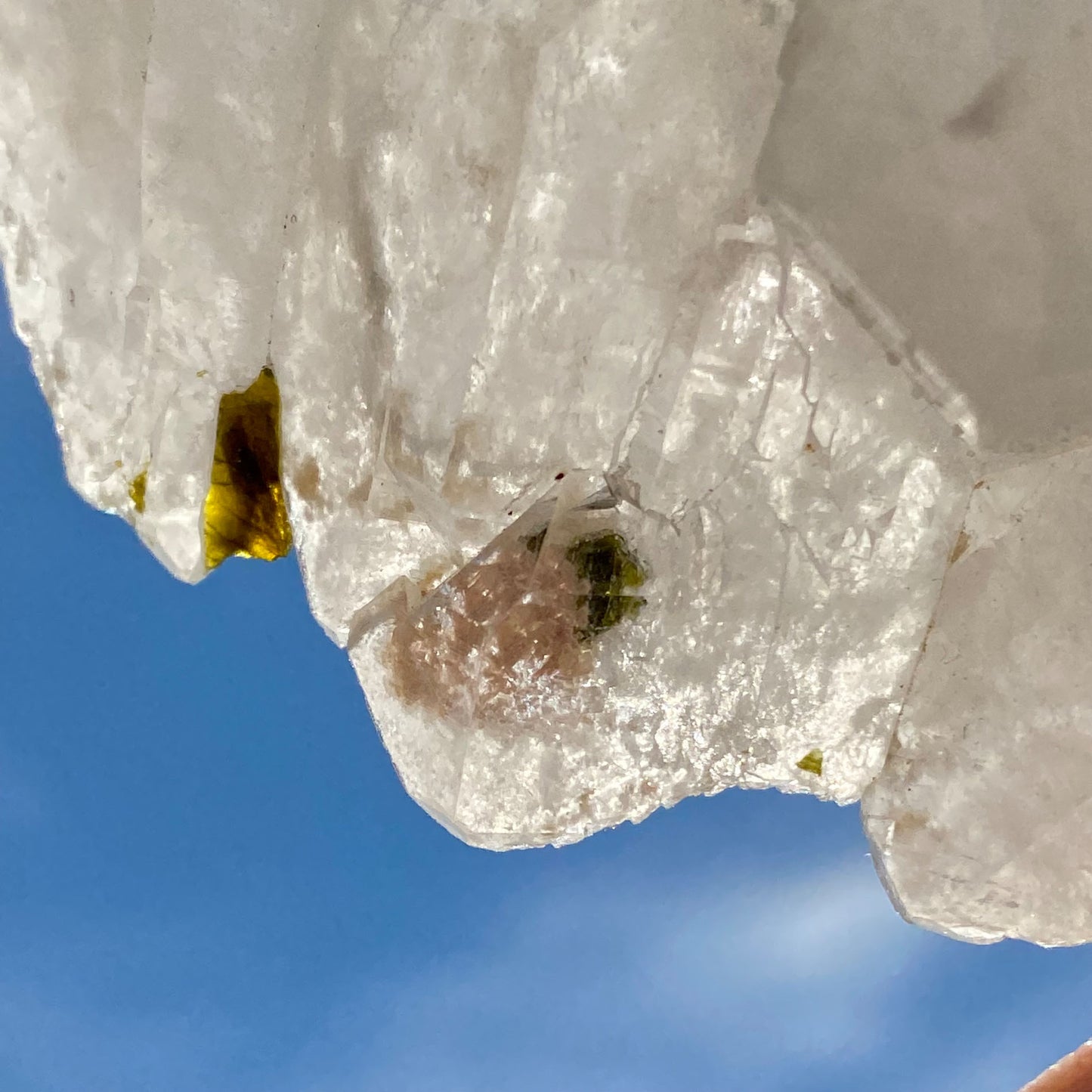 Clear Quartz DT Cluster with Epidote