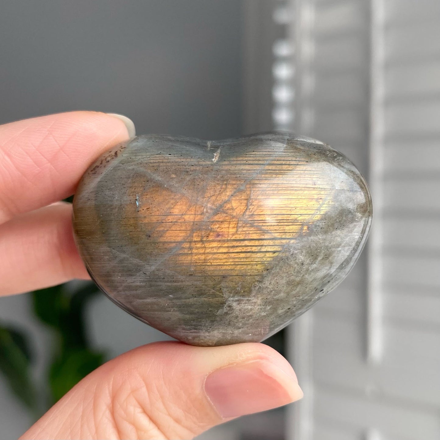 Sunset Flash Labradorite Heart Carving